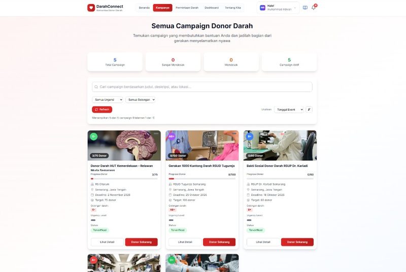 Tangkapan layar DarahConnect